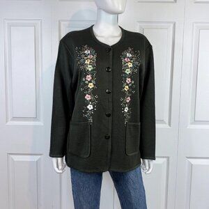 OASIS women's vintage embroidered flower cardigan XL